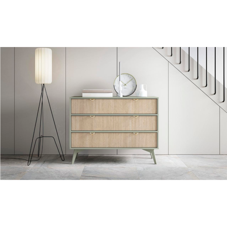 Ensemble meuble TV FOREST couleur Chevrons Scandi / Eucalyptus